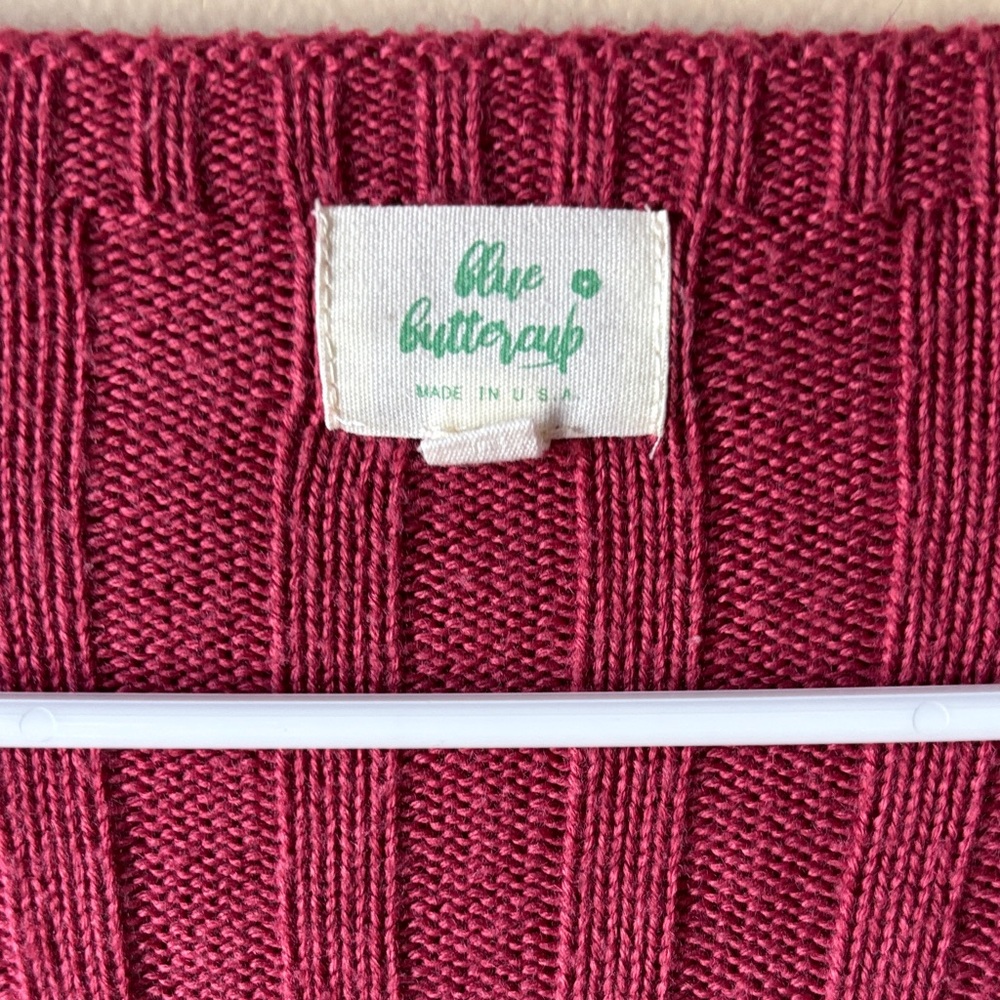Blue Buttercup Boutique Open-Front Ribbed Cardigan Sweater - Raspberry Pink - Picture 2 of 16